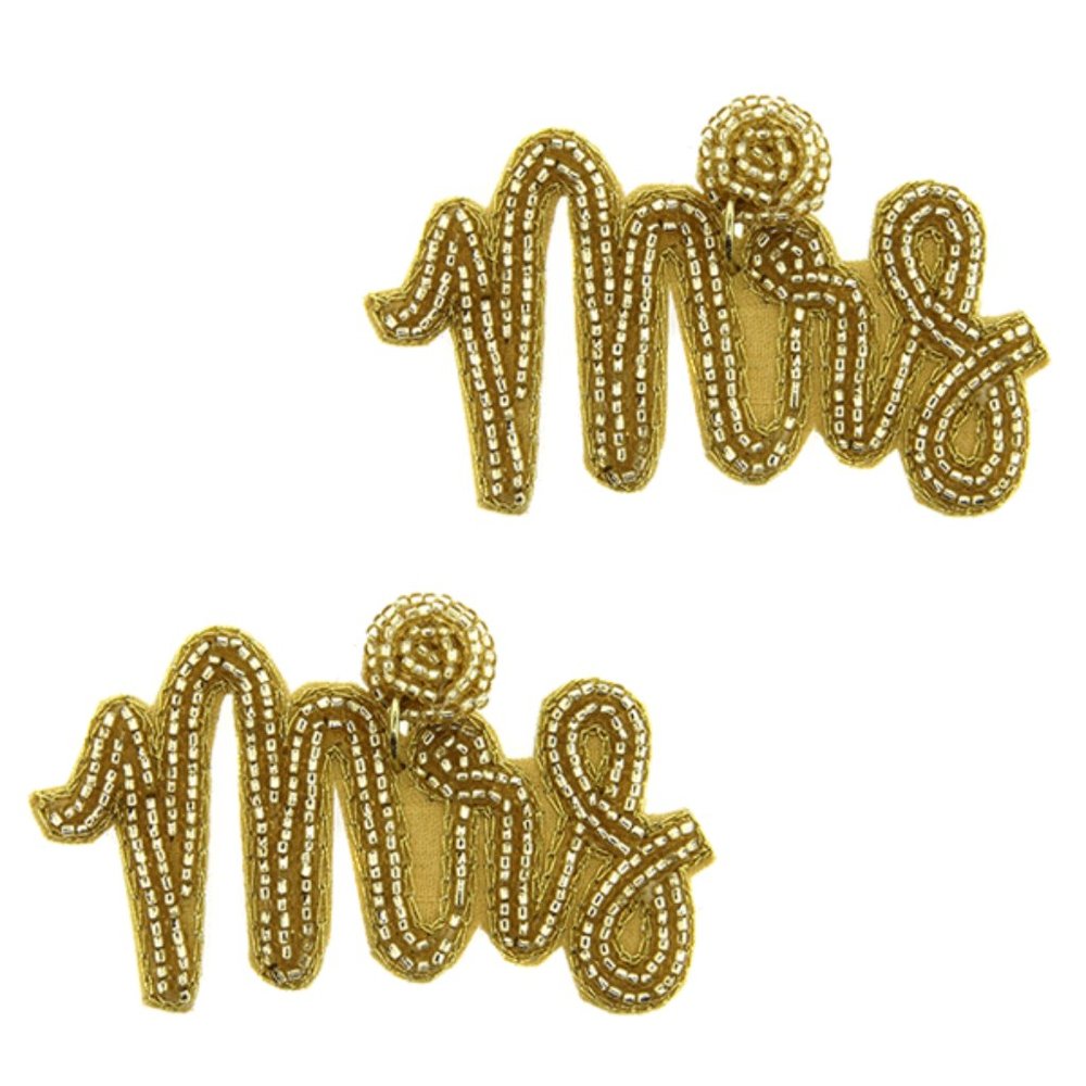 Mrs. Gold Beaded Earrings